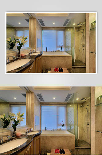 黑色大理石台面浴室柜新古典大户型图片