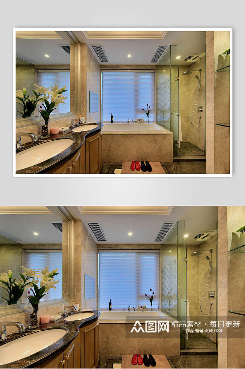 黑色大理石台面浴室柜新古典大户型图片素材