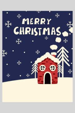蓝色雪花圣诞节插画海报