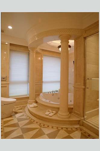 欧式罗马柱浴室浴缸复式跃层室内设计图片