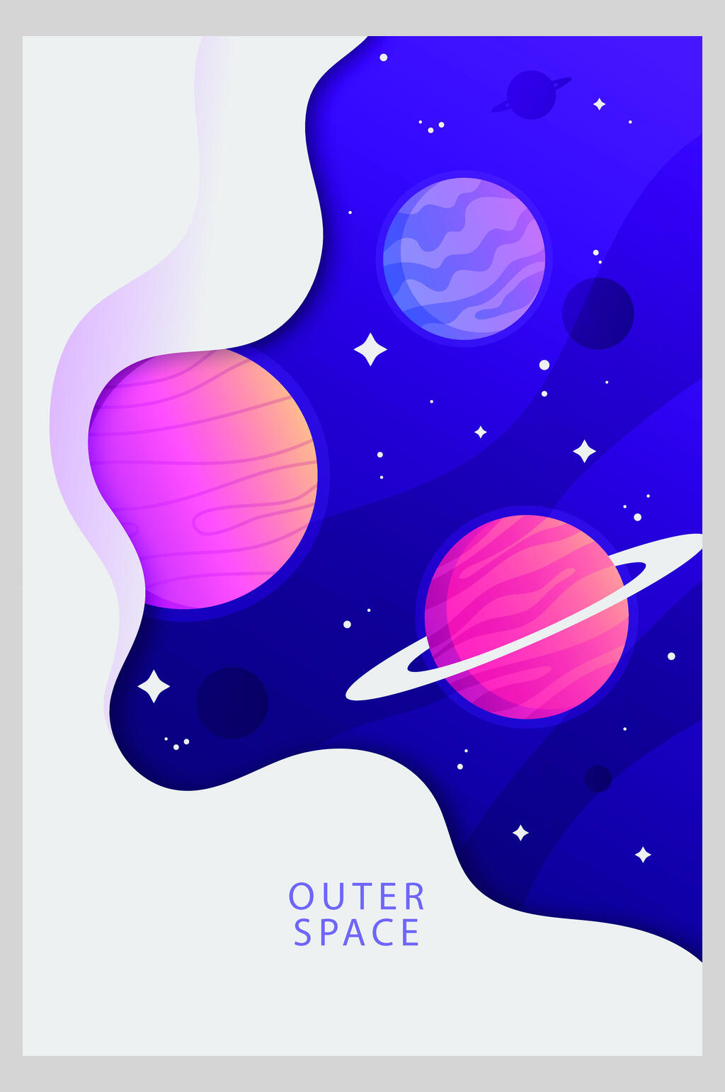 简约彩色动画卡机卡通手绘宇宙矢量插画海报素材