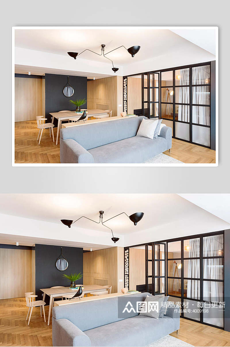 沙发创意高端吊灯玻璃日式三居图片素材