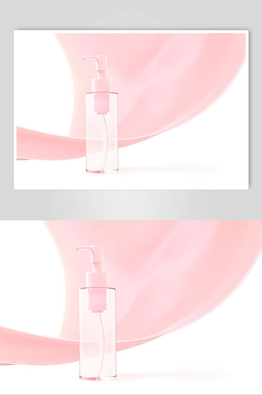 透明粉色化妆品海报