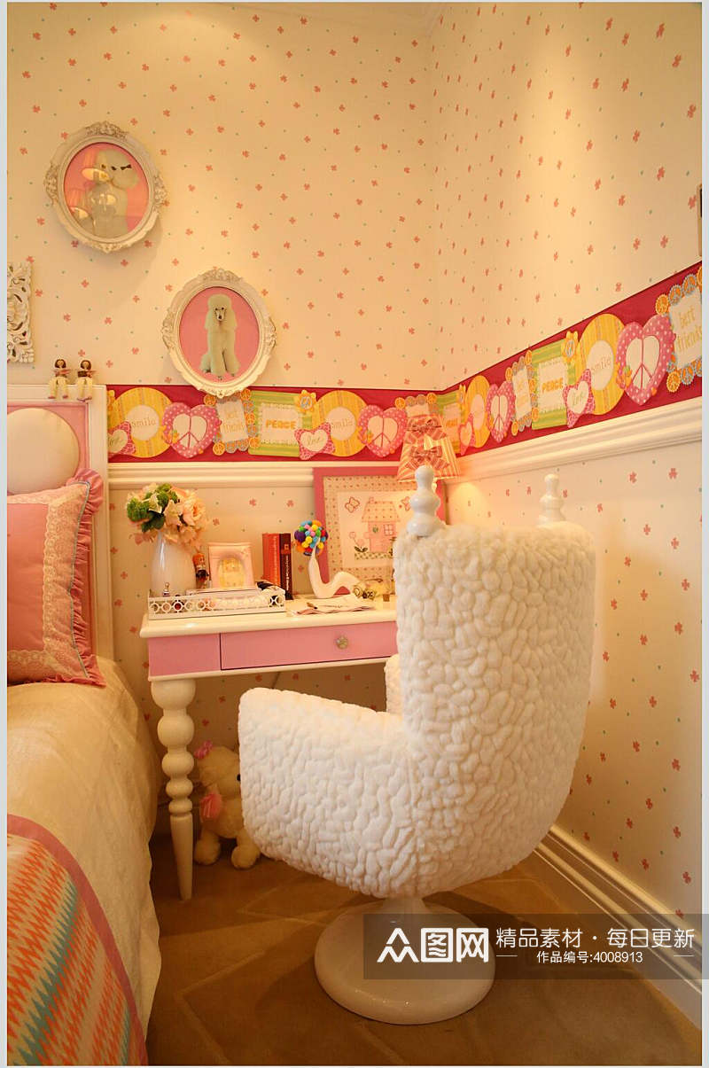 椅子粉色桌子创意新古典二居室图片素材