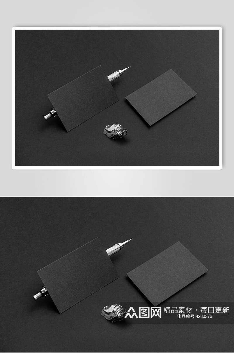 卡片中性笔黑色品牌VI设计样机素材