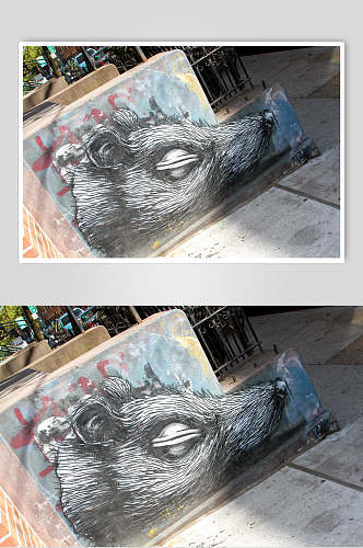 闭眼睛的老鼠街头墙面涂鸦图片