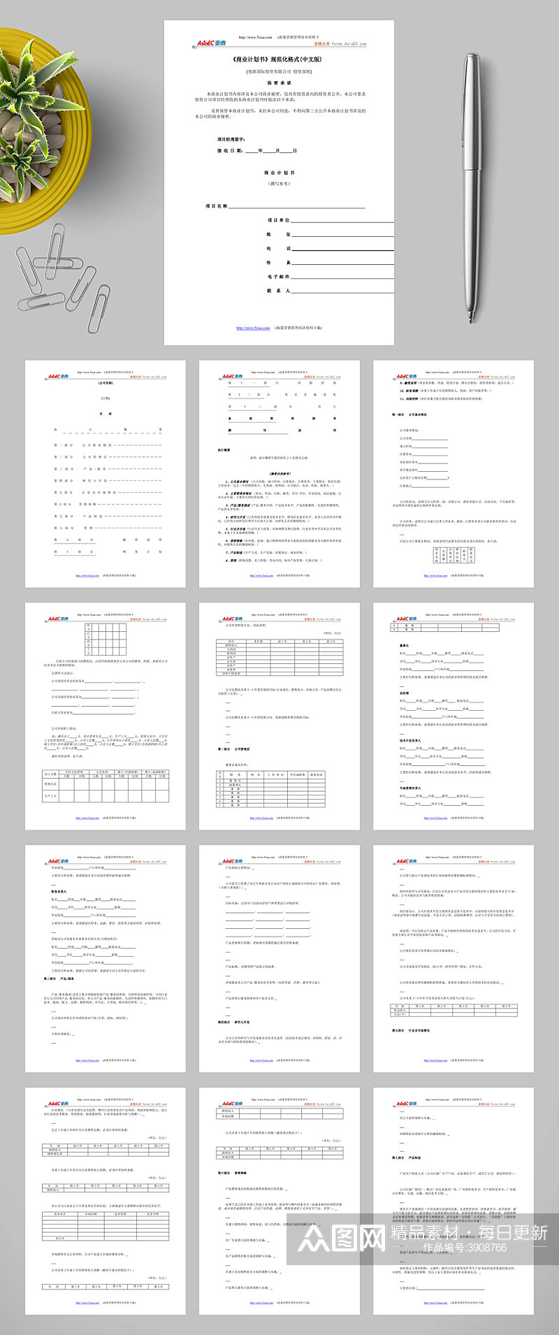 商业计划书规范化格式中文版WORD素材