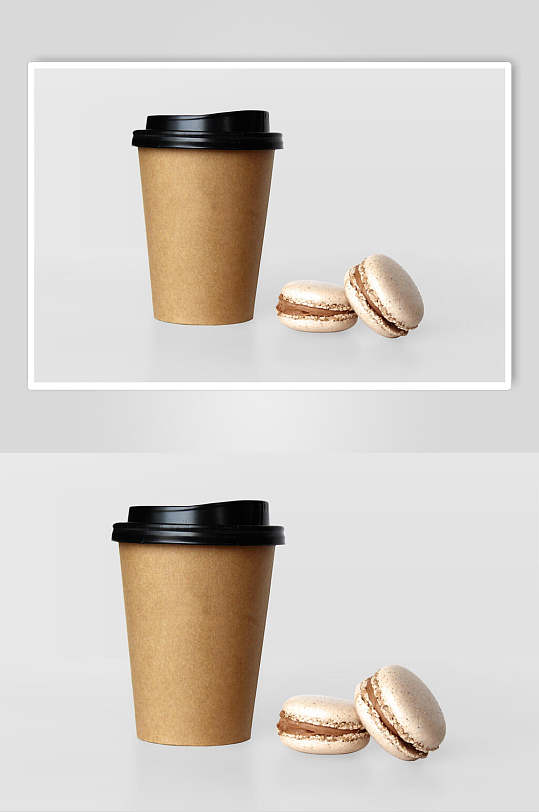 圆形盖子马卡龙纸杯咖啡杯样机