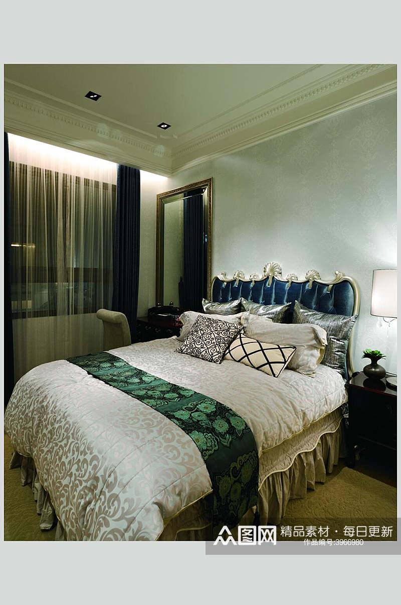 个性时尚枕头盆栽卧室家装设计图片素材