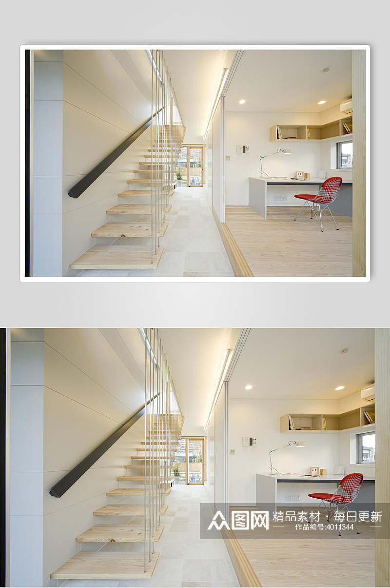 高端时尚楼梯桌椅日式独栋别墅图片素材
