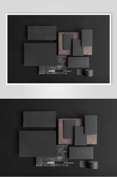 卡纸长方形黑色品牌VI设计样机