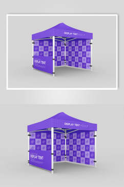 方格英文字母紫色帐篷展示样机