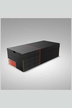 立体方形黑色鞋盒包装贴图样机