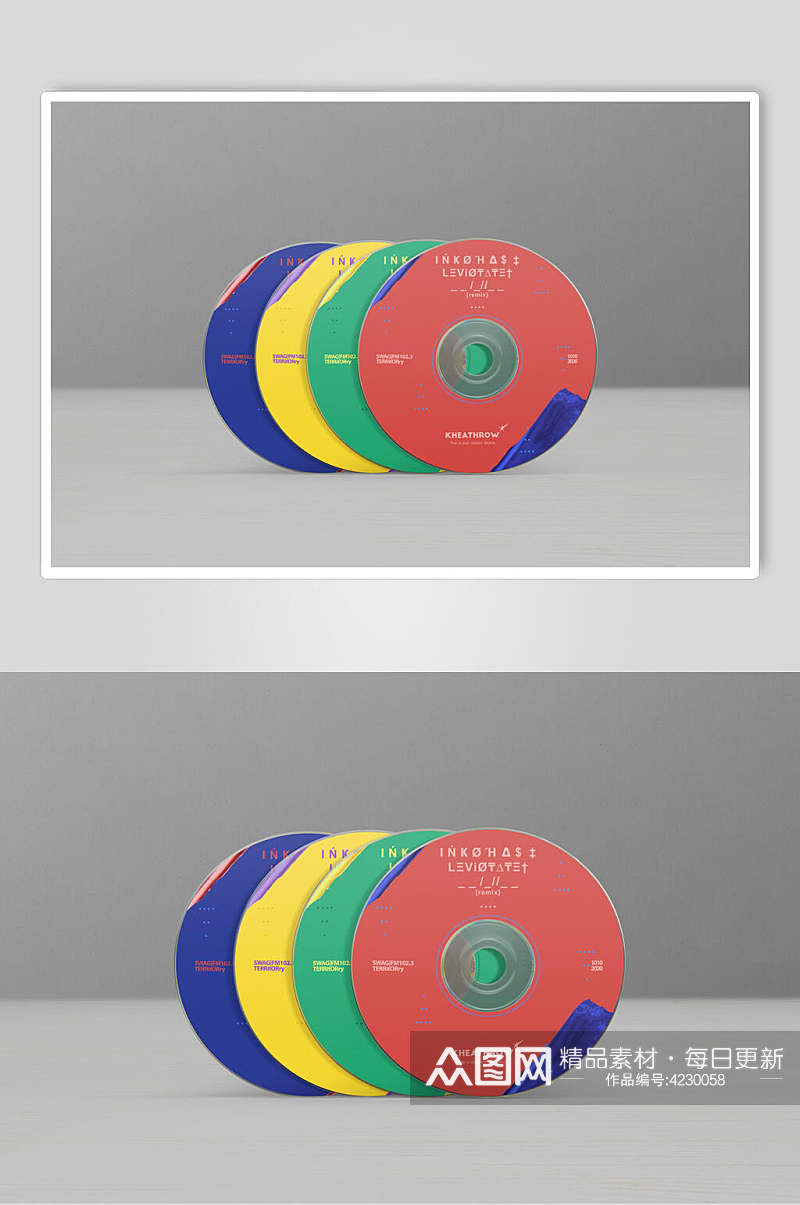 圆圈英文字母灰CD包装贴图样机素材