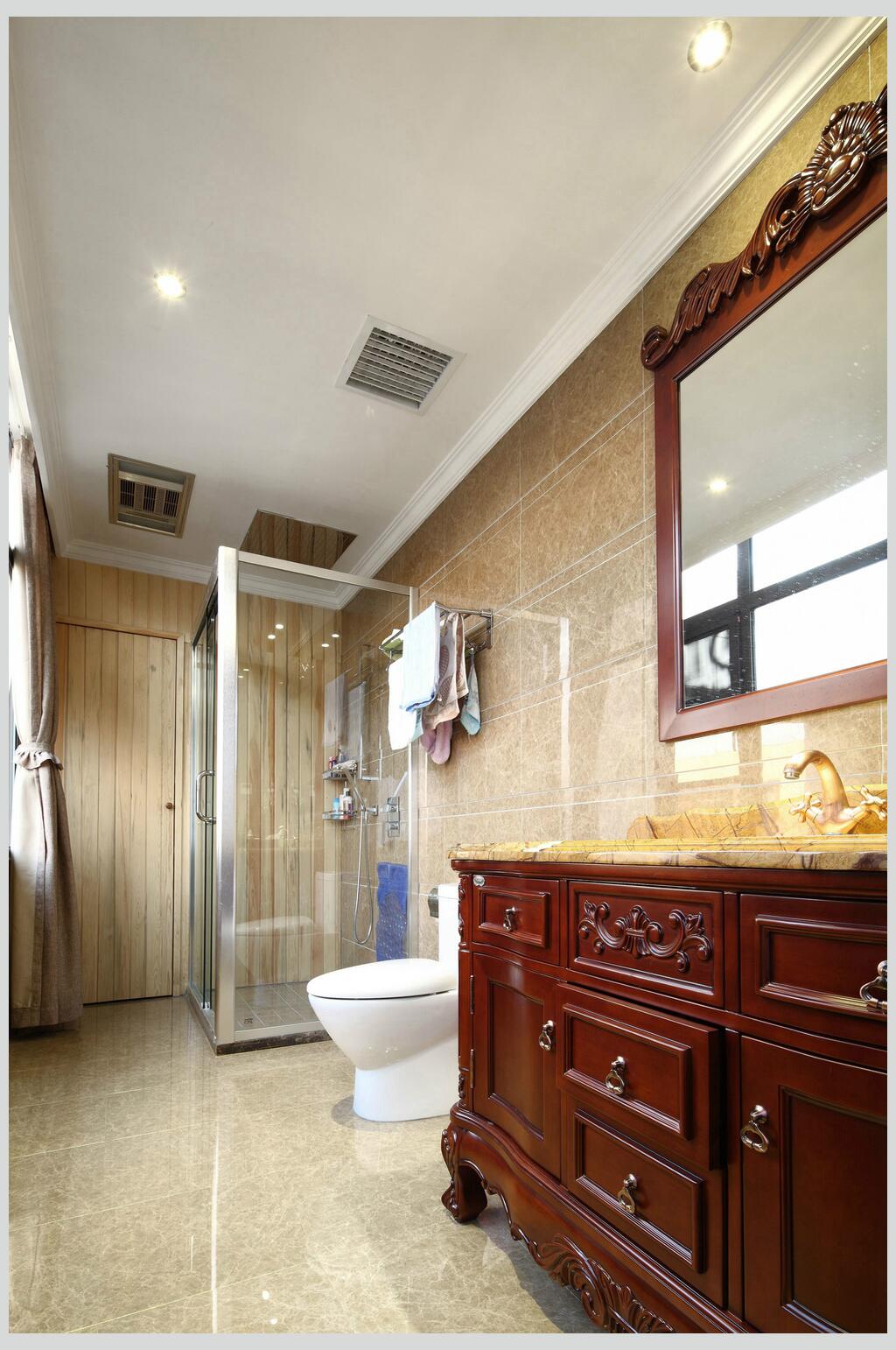 柜子镜子大气创意洗手间中式图片素材