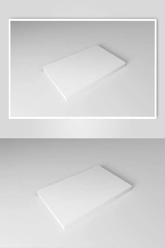 立体方形灰包装盒白底贴图样机