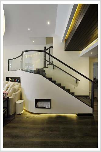 个性高端楼梯地灯复古装修设计图片