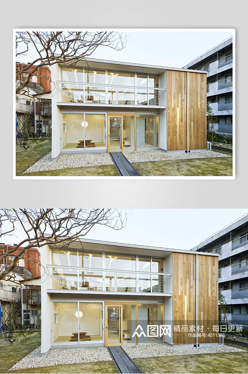 简约日式独栋别墅图片素材