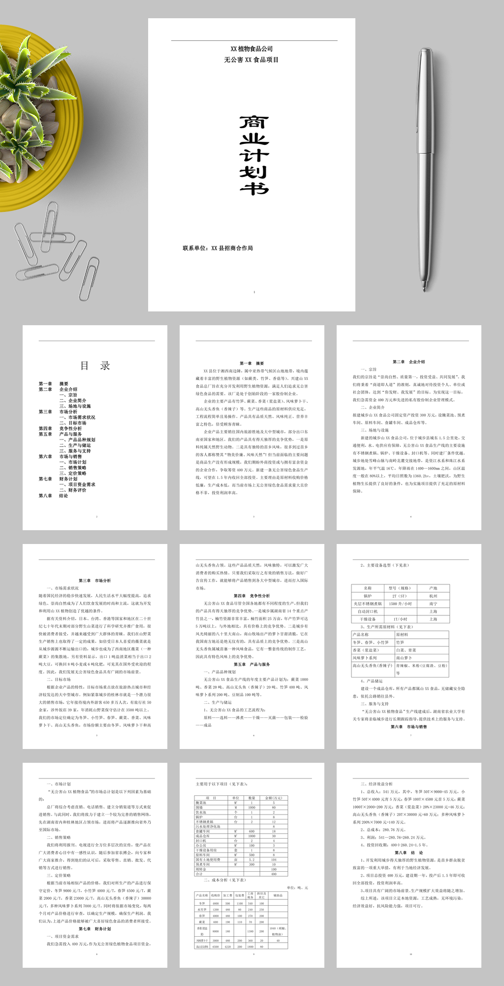 无公害XX食品项目WORD素材