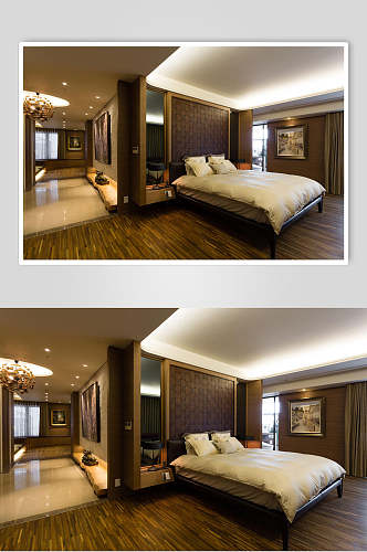 优雅清新地板壁画卧室家装设计图片