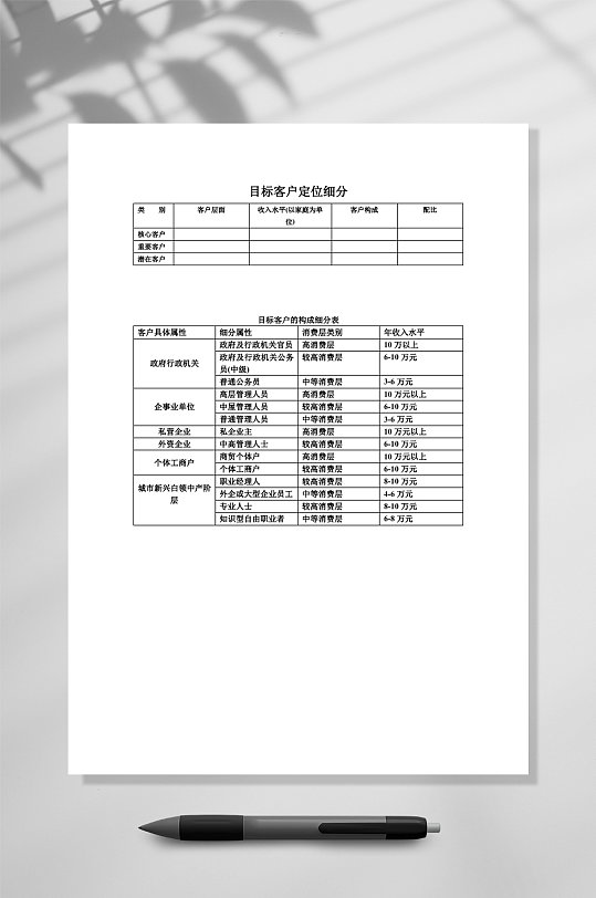 目标客户定位细分表WORD