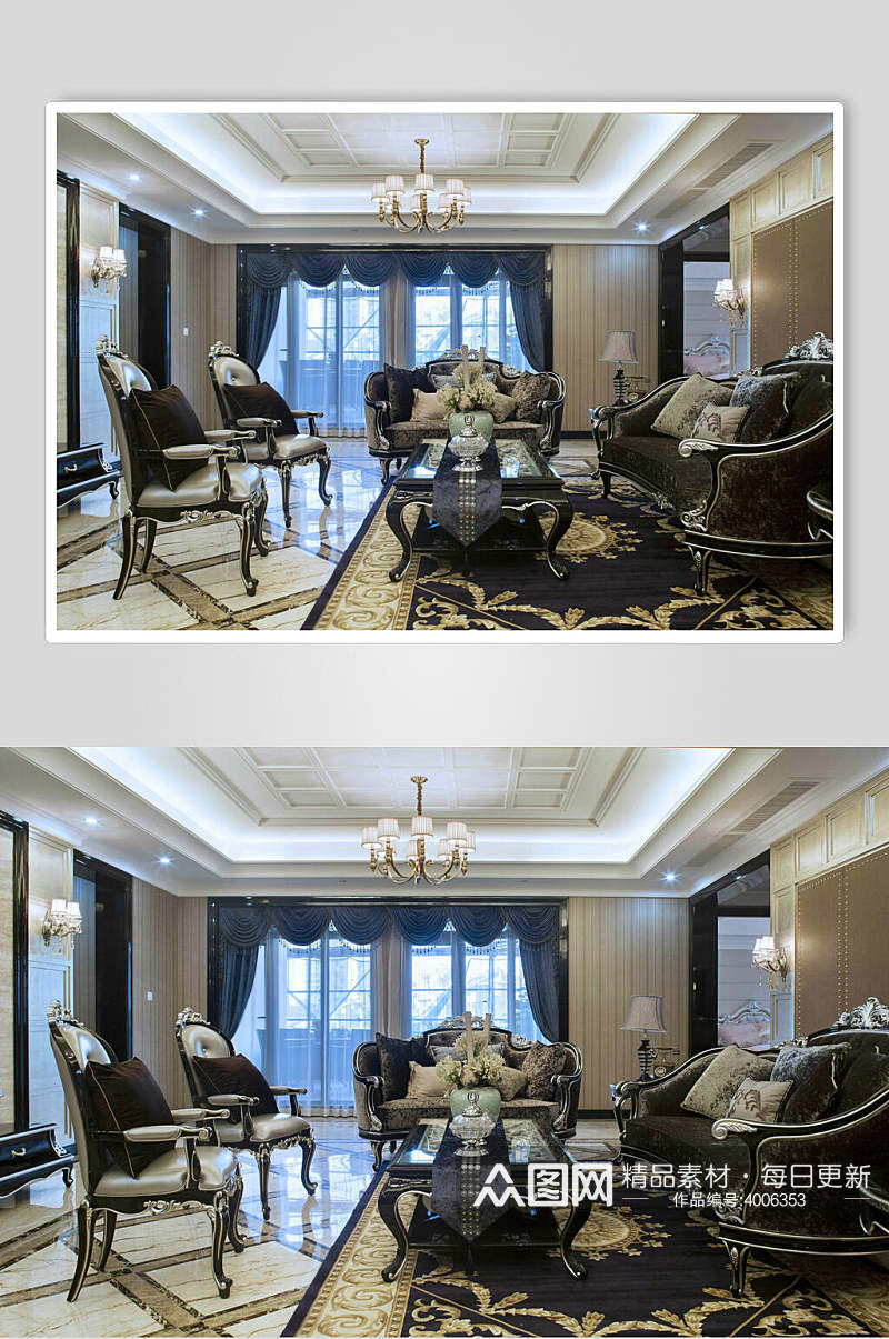 椅子植物地毯高端创意客厅设计图片素材