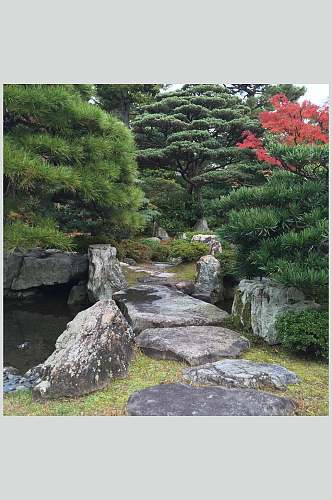 绿色日式庭院图片