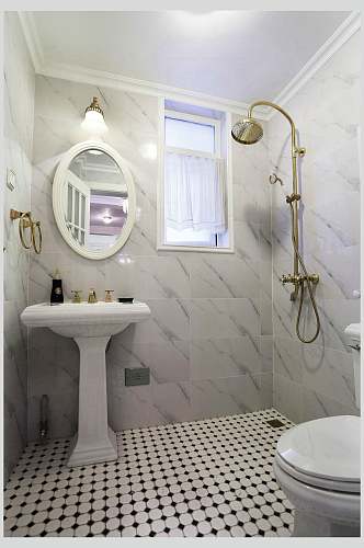 高端个性镜子淋浴头洗手间简约图片