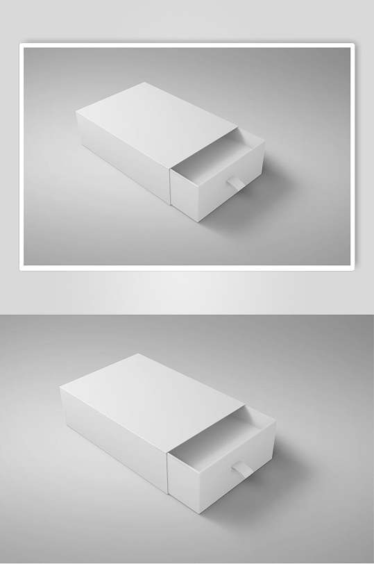 立体方形抽拉式盒子包装贴图样机
