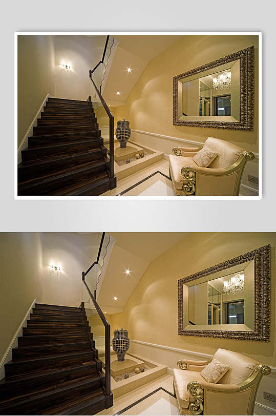高端时尚楼梯沙发枕头欧式别墅图片