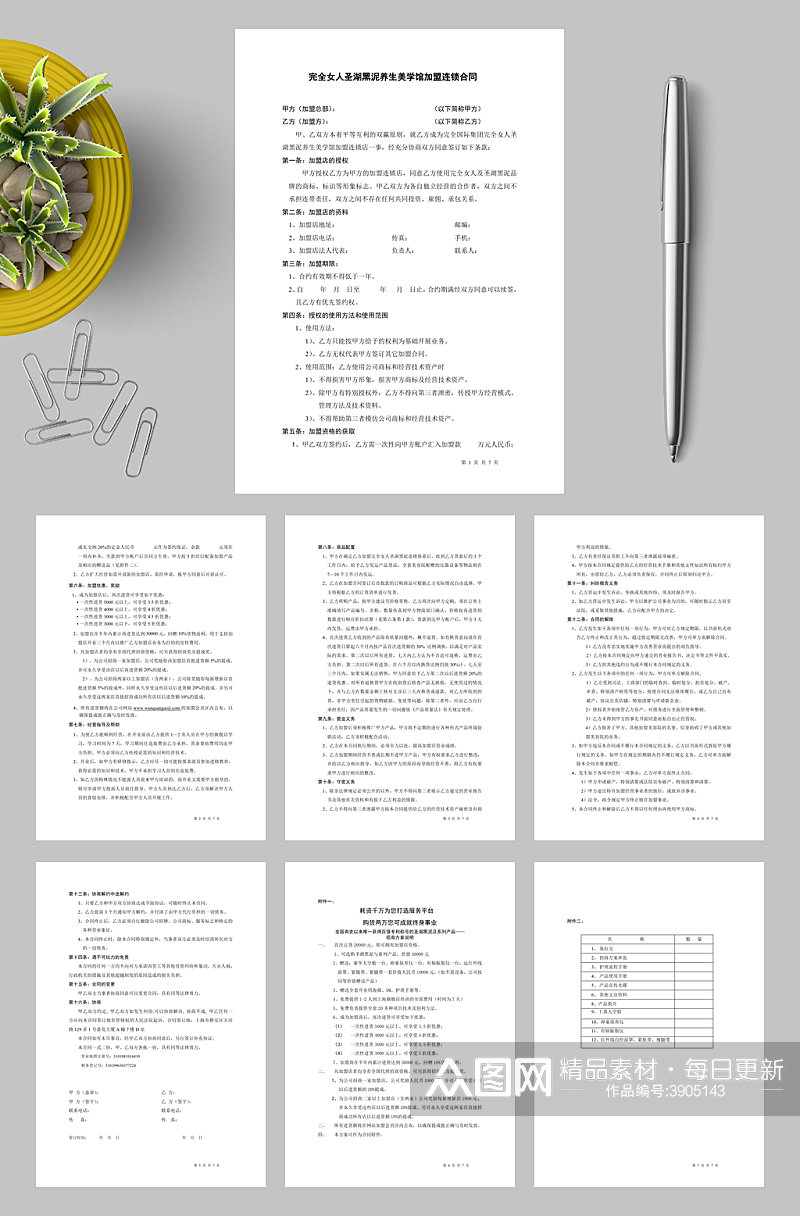 完全女人美学馆加盟合同WORD素材