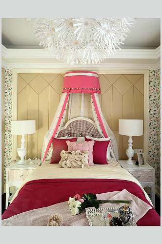 时尚床帘花束复式跃层室内设计图片