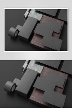长方形胶卷黑色品牌VI设计样机