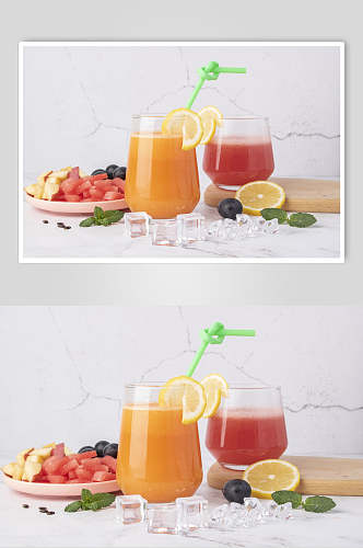 水果冰块吸管高端创意奶茶果汁图片