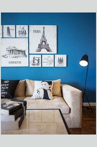 蓝色墙壁有创意客厅地中海二居室图片