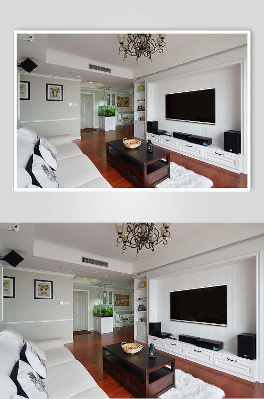 白色沙发电视柜客厅小户型室内设计图片