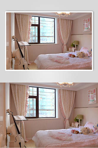 粉色玩具熊欧式简欧两居室图片