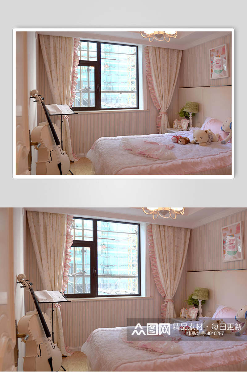粉色玩具熊欧式简欧两居室图片素材