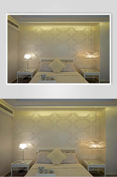 白色简约卧室欧式别墅图片
