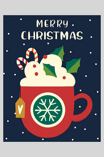杯子圣诞节插画海报