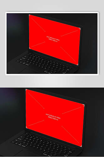 红英文电脑笔记本屏幕贴图样机