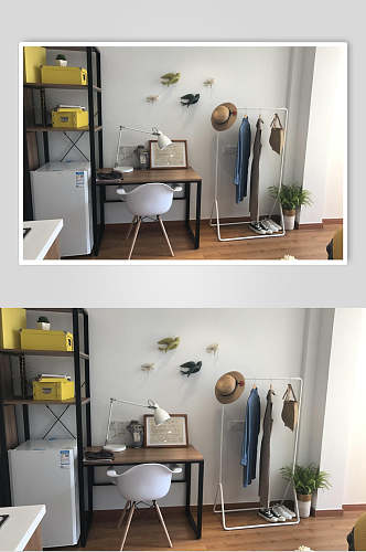 高端创意桌椅衣架盆栽迷你公寓图片
