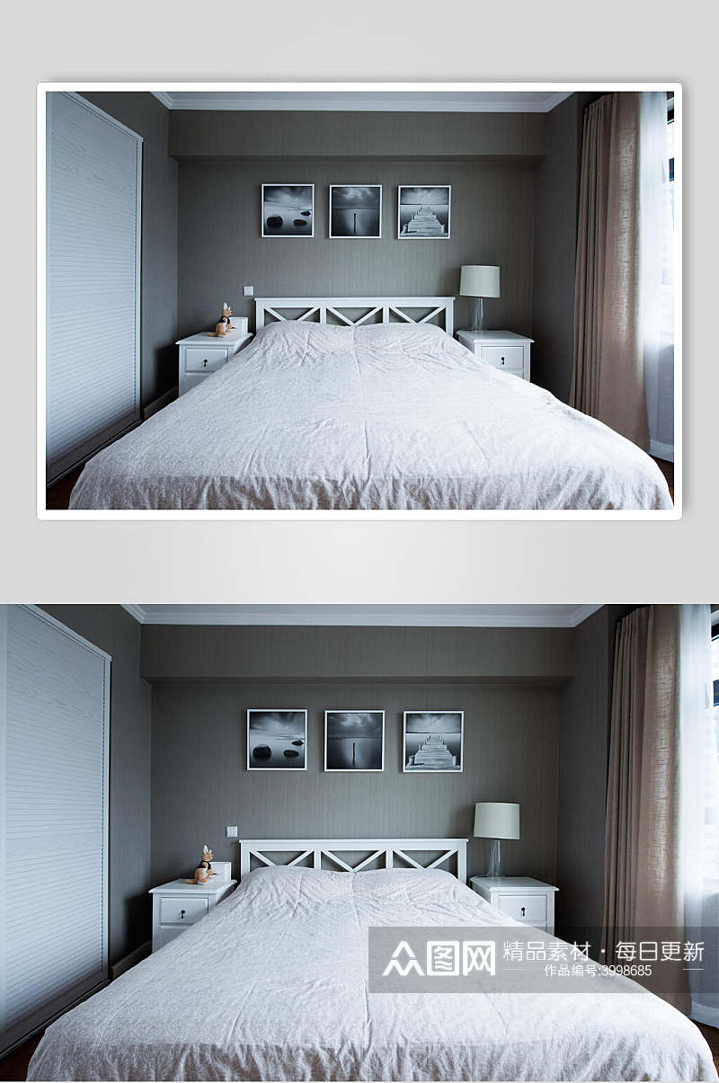 温馨舒适卧室地中海二居室图片素材