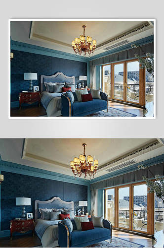 优雅清新吊灯窗户卧室家装设计图片