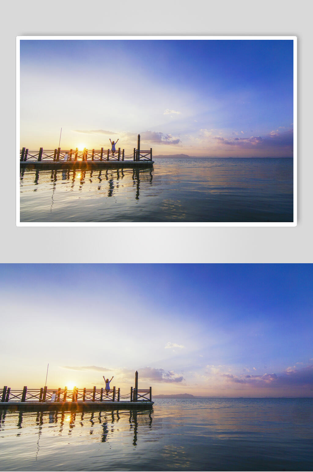 唯美滇池夕阳落日图片素材