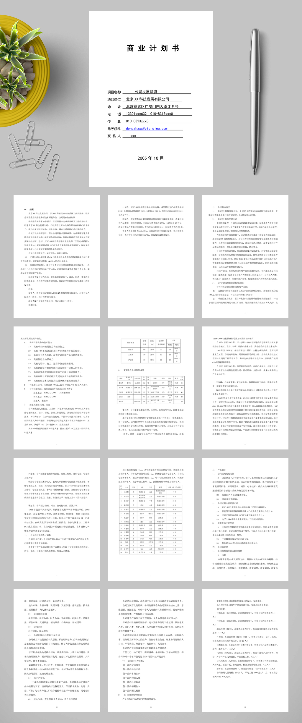 XX科技发展有限公司融资商业计划WORD素材