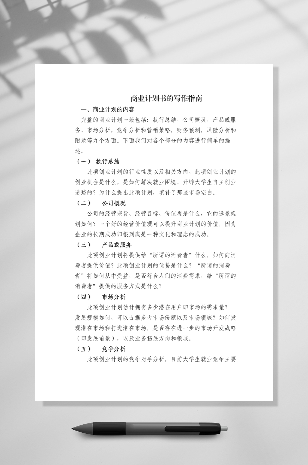 商业计划书的写作指南WORD素材
