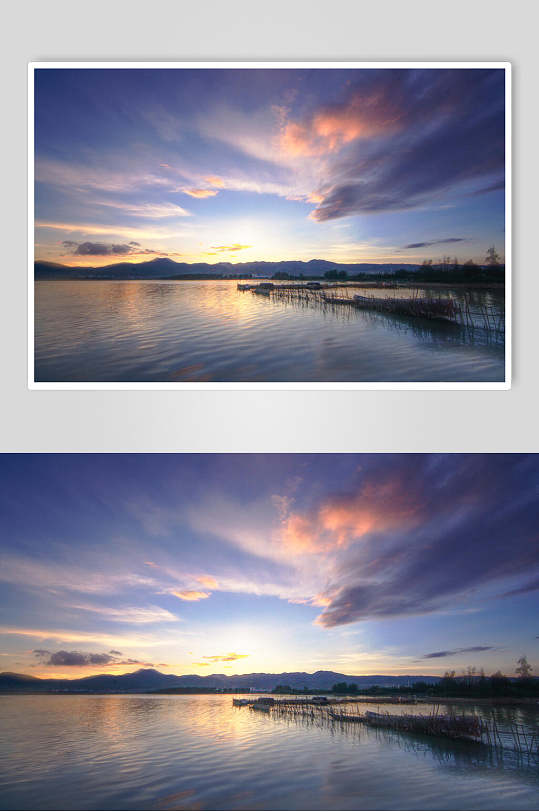 紫色渐变滇池湖泊图片