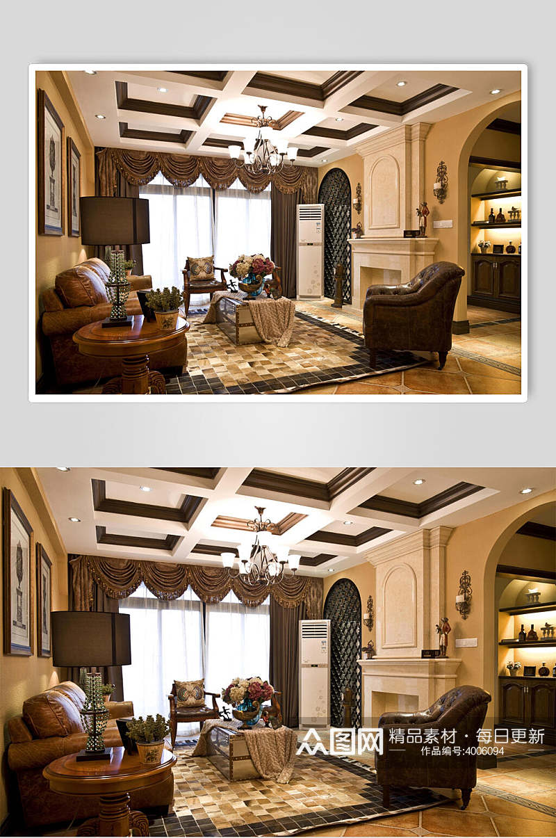 复古地毯高端创意黄色客厅设计图片素材