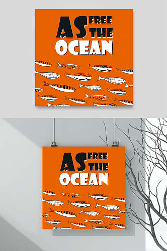 橙色卡通海洋世界小鱼素材